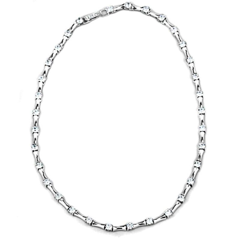 Charm Necklace LO2709 Rhodium Brass Necklace with AAA Grade CZ