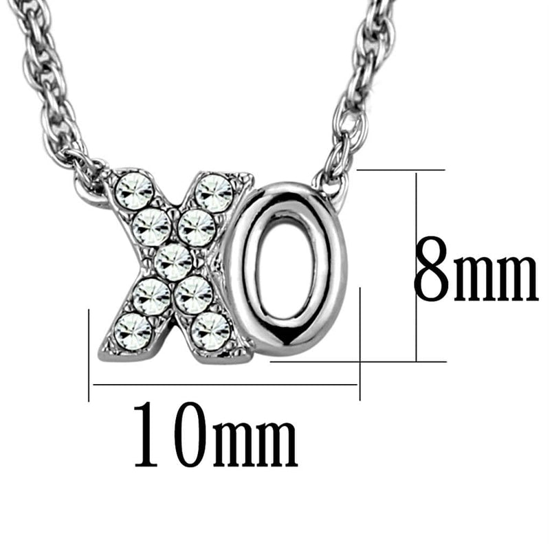 Crystal Necklace LO3845 Rhodium Brass Necklace with Top Grade Crystal