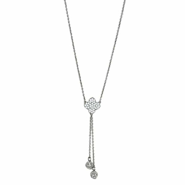 Cute Necklaces 3W427 Rhodium Brass Necklace with AAA Grade CZ