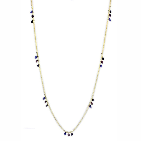 Gold Chain Necklace 3W1538 Gold Brass Necklace with Semi-Precious