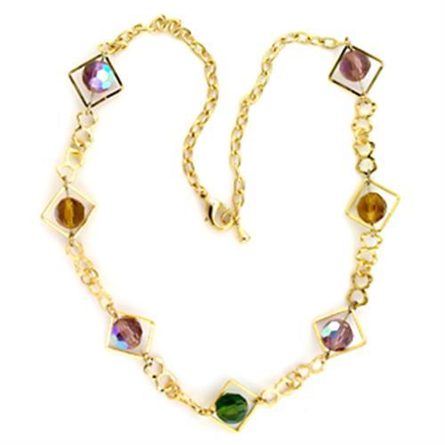 Gold Necklace For Women LO719 Gold Brass Necklace with Synthetic