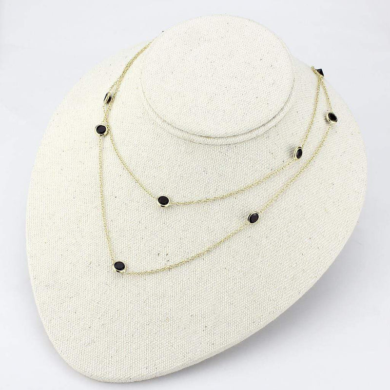 Gold Necklace LO4702 Gold Brass Necklace with AAA Grade CZ in Garnet