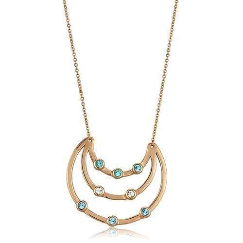 Gold Necklace TK2857 Rose Gold - Stainless Steel Necklace with Crystal