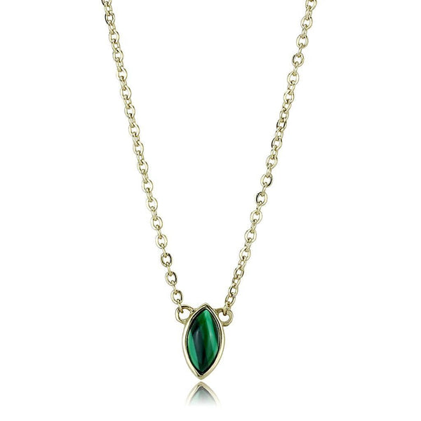 Gold Necklace TK3286 Gold - Stainless Steel Necklace with Synthetic in Emerald