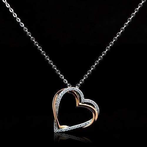 Silver Necklaces Gold Necklace TS037 Rose Gold + Rhodium 925 Sterling Silver Necklace Alamode Fashion Jewelry Outlet