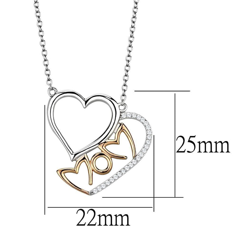Gold Necklace TS570 Rose Gold + Rhodium 925 Sterling Silver Necklace