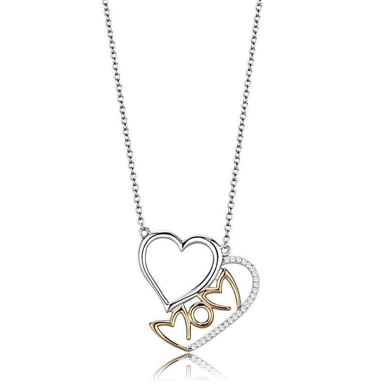 Silver Necklaces Gold Necklace TS570 Rose Gold + Rhodium 925 Sterling Silver Necklace Alamode Fashion Jewelry Outlet