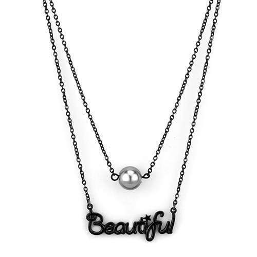 Locket Necklace TK2628 Black - Stainless Steel Necklace with Synthetic