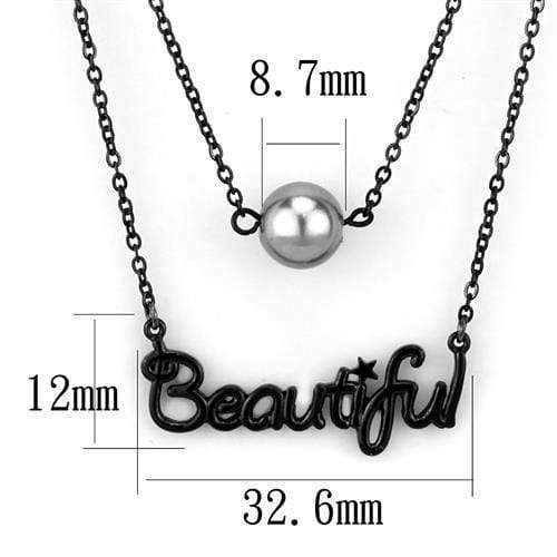 Locket Necklace TK2628 Black - Stainless Steel Necklace with Synthetic