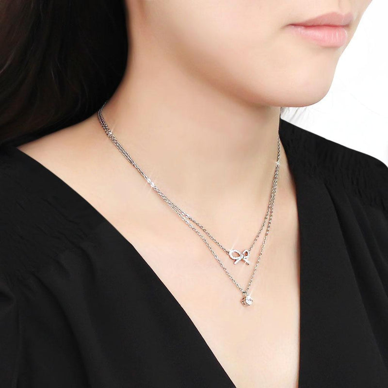 Necklace DA230 Stainless Steel Necklace with AAA Grade CZ