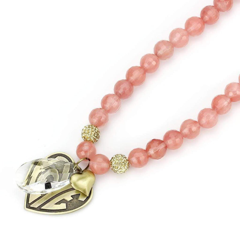 Necklace LO4662 Antique Copper White Metal Necklace in Light Peach