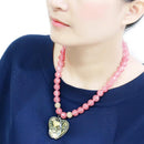 Necklace LO4662 Antique Copper White Metal Necklace in Light Peach