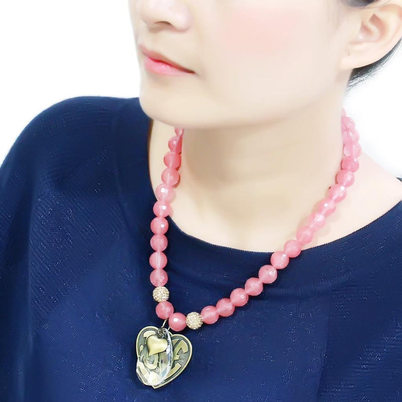 Necklace LO4662 Antique Copper White Metal Necklace in Light Peach