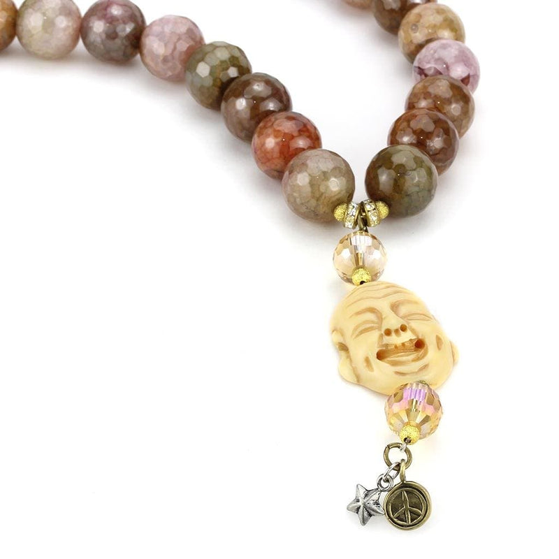 Necklace LO4663 Antique Copper Brass Necklace with Semi-Precious