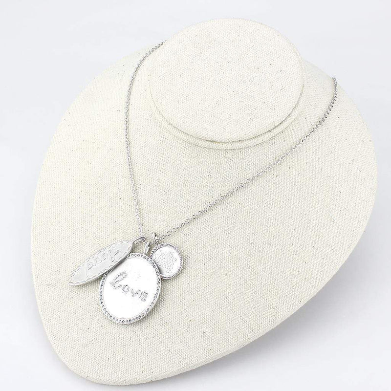 Necklace LO4693 Rhodium+Brushed Brass Necklace with Top Grade Crystal