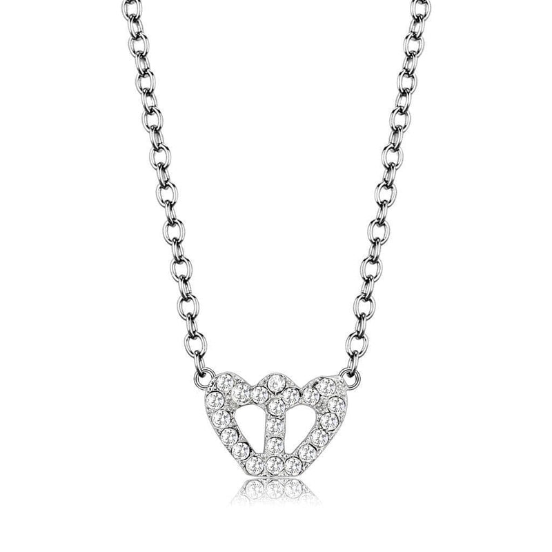Necklace LO4694 Rhodium Brass Necklace with Top Grade Crystal