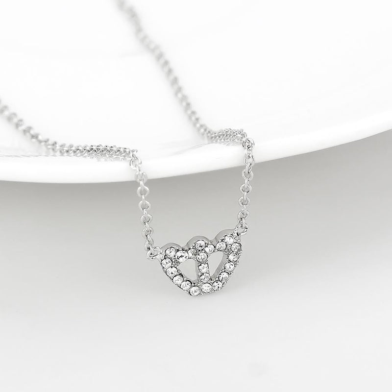 Necklace LO4694 Rhodium Brass Necklace with Top Grade Crystal