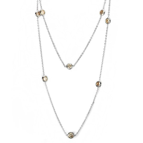 Silver Necklaces Necklace LO4703 Imitation Rhodium Brass Necklace with AAA Grade CZ Alamode Fashion Jewelry Outlet