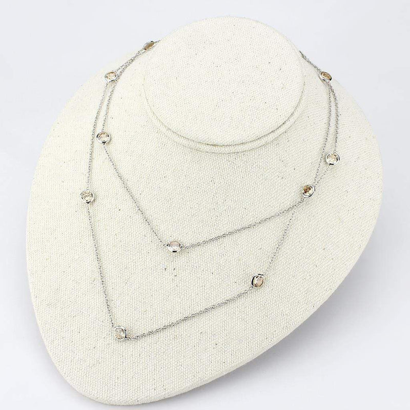 Necklace LO4703 Imitation Rhodium Brass Necklace with AAA Grade CZ