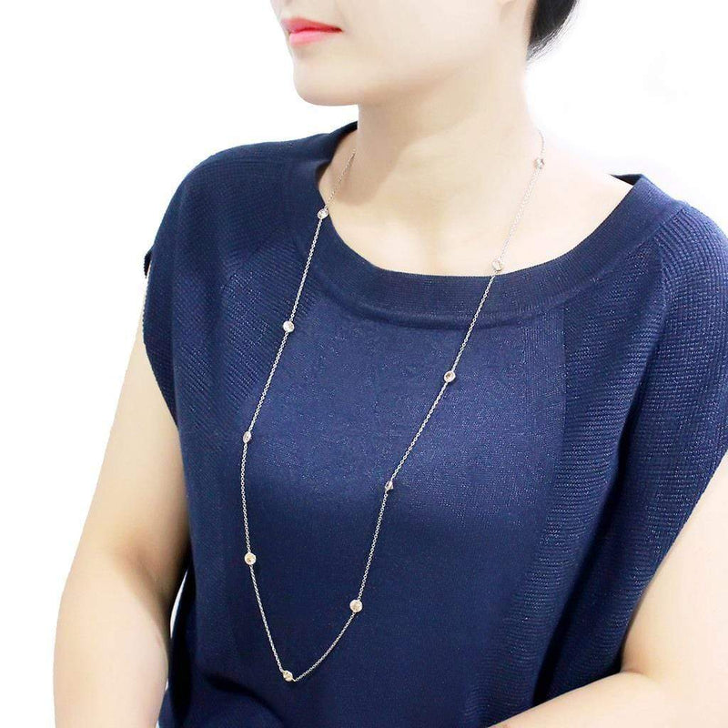 Necklace LO4703 Imitation Rhodium Brass Necklace with AAA Grade CZ