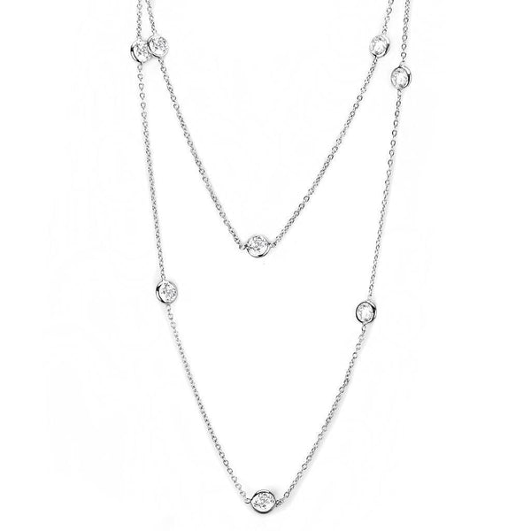 Necklace LO4704 Rhodium Brass Necklace with AAA Grade CZ