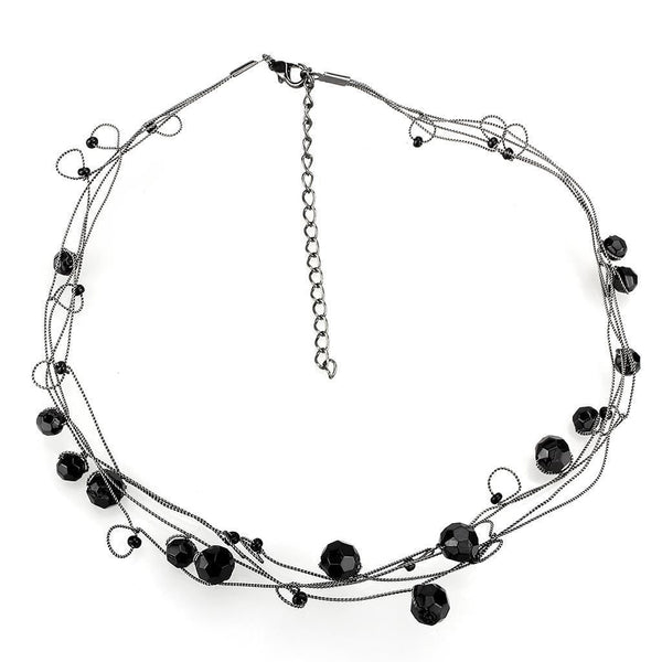 Necklace LO4714 Ruthenium White Metal Necklace with Synthetic in Jet
