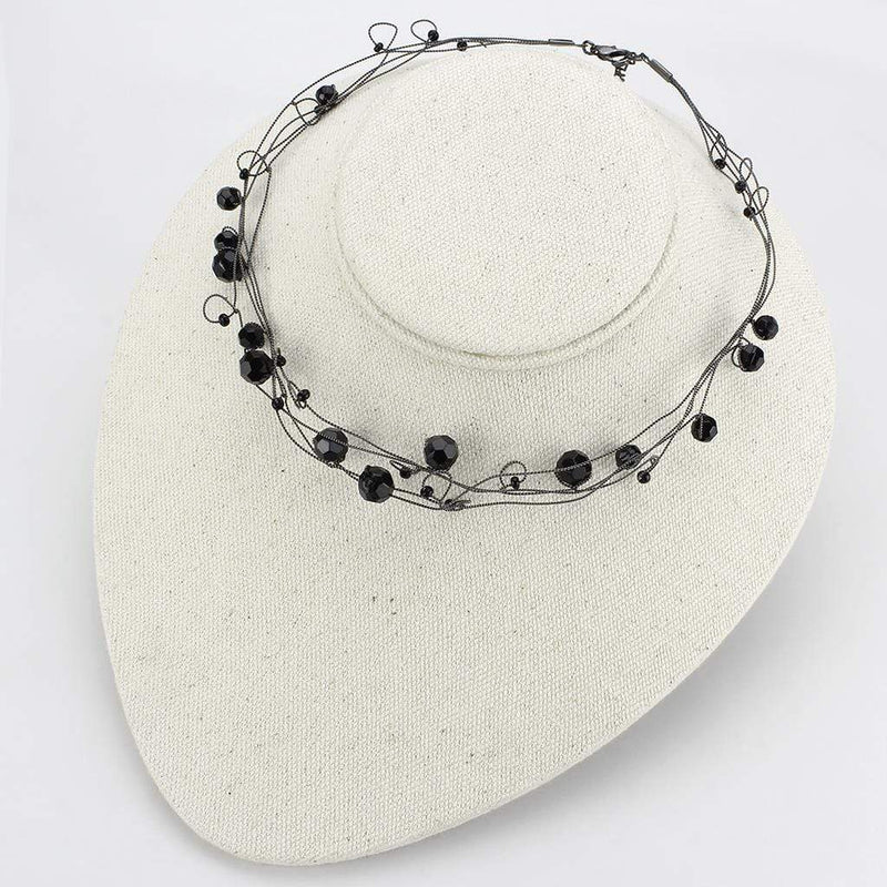 Necklace LO4714 Ruthenium White Metal Necklace with Synthetic in Jet