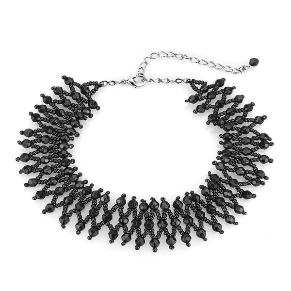 Necklace LO4715 Rhodium Brass Necklace with Synthetic in Jet