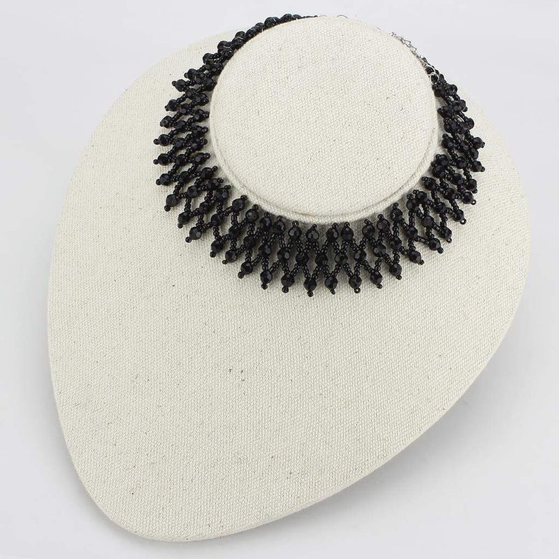 Necklace LO4715 Rhodium Brass Necklace with Synthetic in Jet