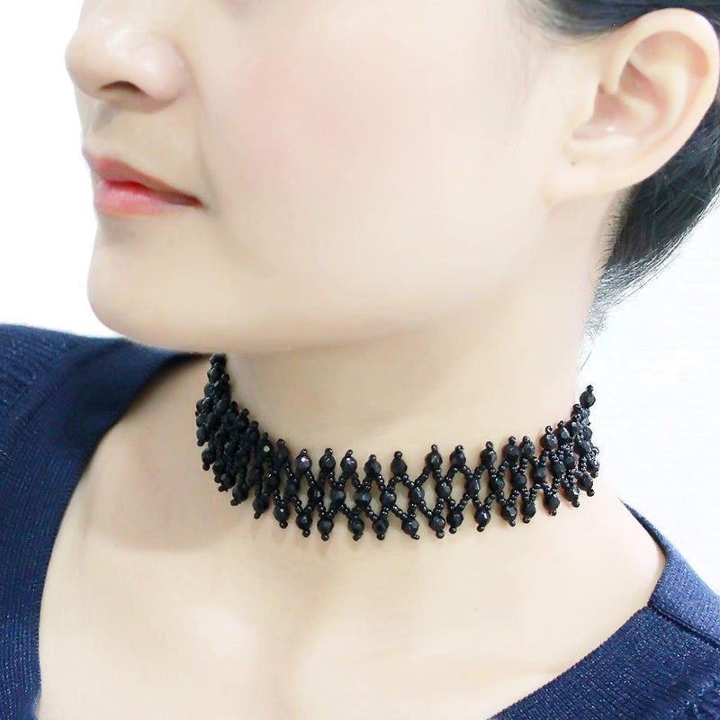 Necklace LO4715 Rhodium Brass Necklace with Synthetic in Jet