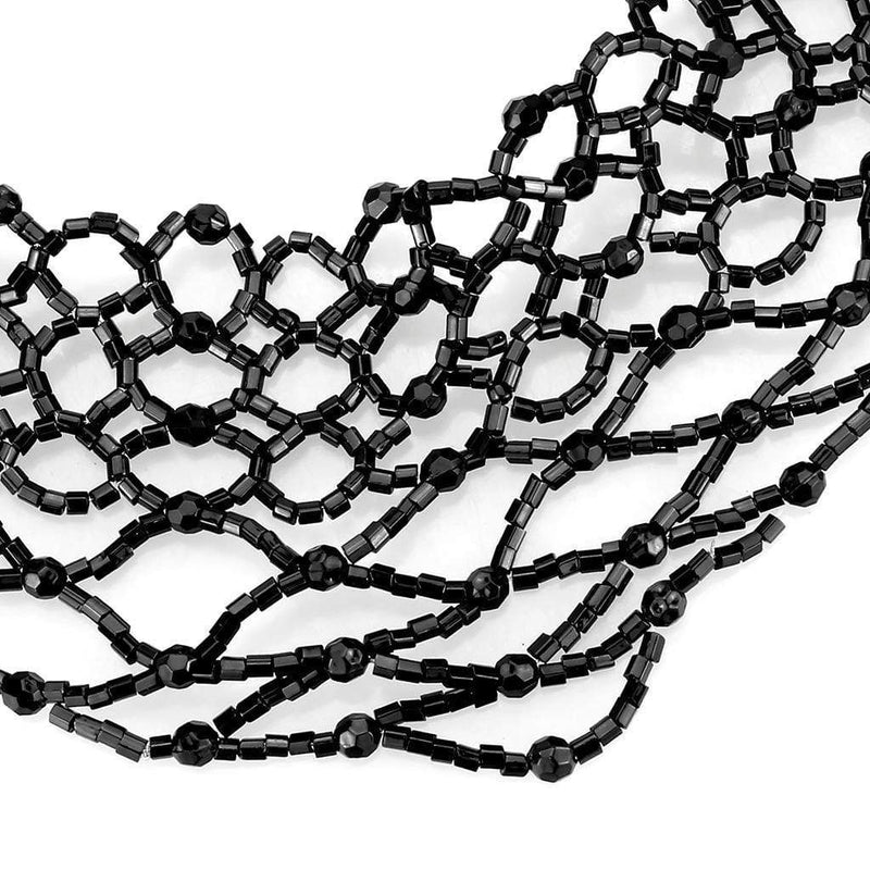 Necklace LO4716 Rhodium Brass Necklace with Synthetic in Jet