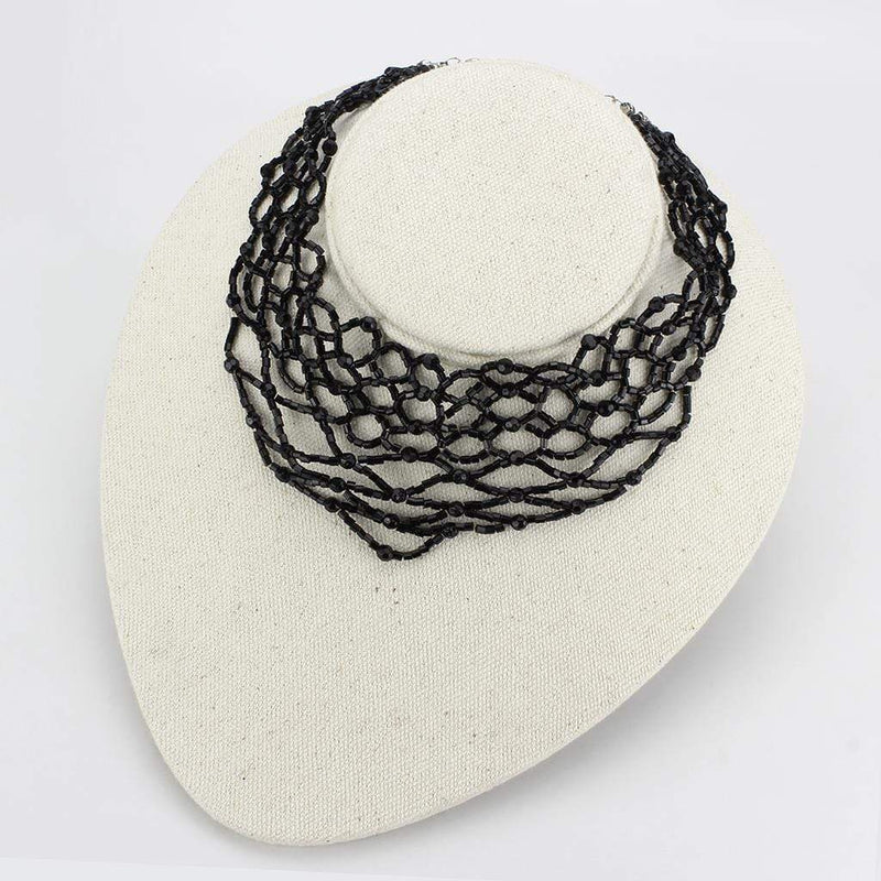 Necklace LO4716 Rhodium Brass Necklace with Synthetic in Jet