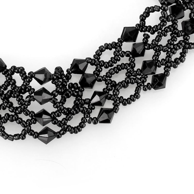Necklace LO4718 Rhodium Brass Necklace with Synthetic in Jet