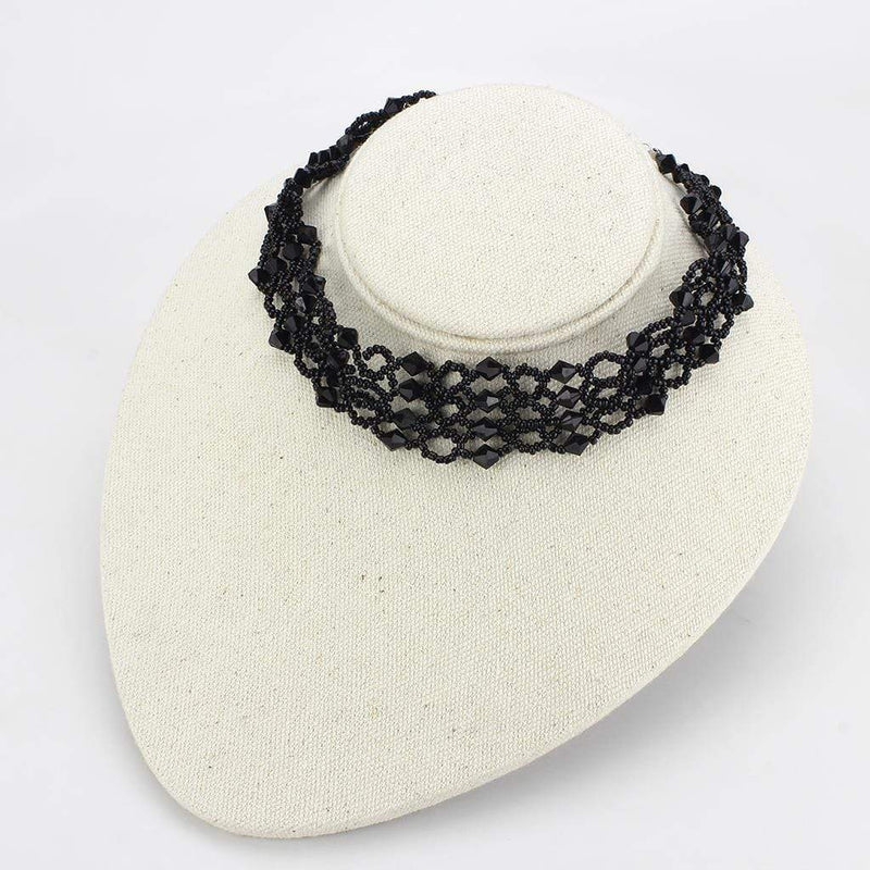 Silver Necklaces Necklace LO4718 Rhodium Brass Necklace with Synthetic in Jet Alamode Fashion Jewelry Outlet
