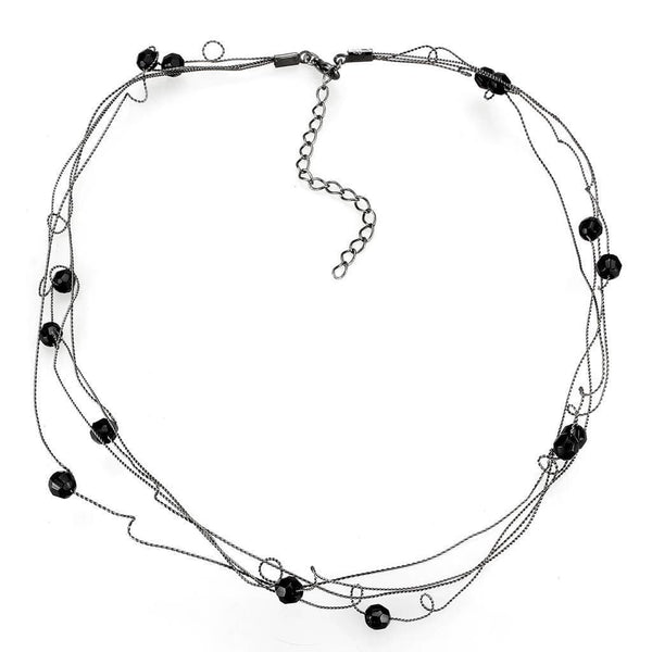 Necklace LO4719 Ruthenium White Metal Necklace with Synthetic in Jet