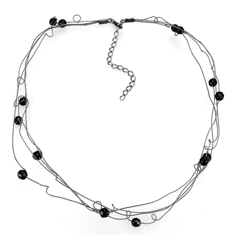 Necklace LO4719 Ruthenium White Metal Necklace with Synthetic in Jet
