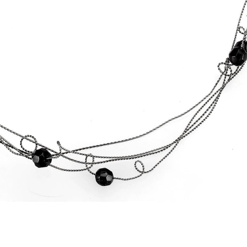 Necklace LO4719 Ruthenium White Metal Necklace with Synthetic in Jet