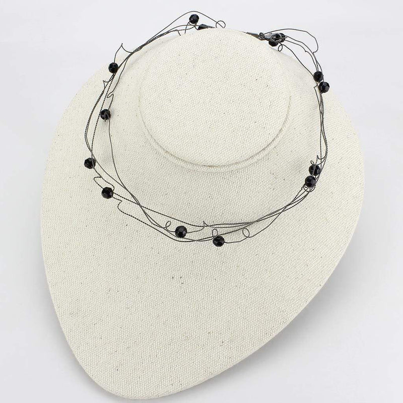 Necklace LO4719 Ruthenium White Metal Necklace with Synthetic in Jet