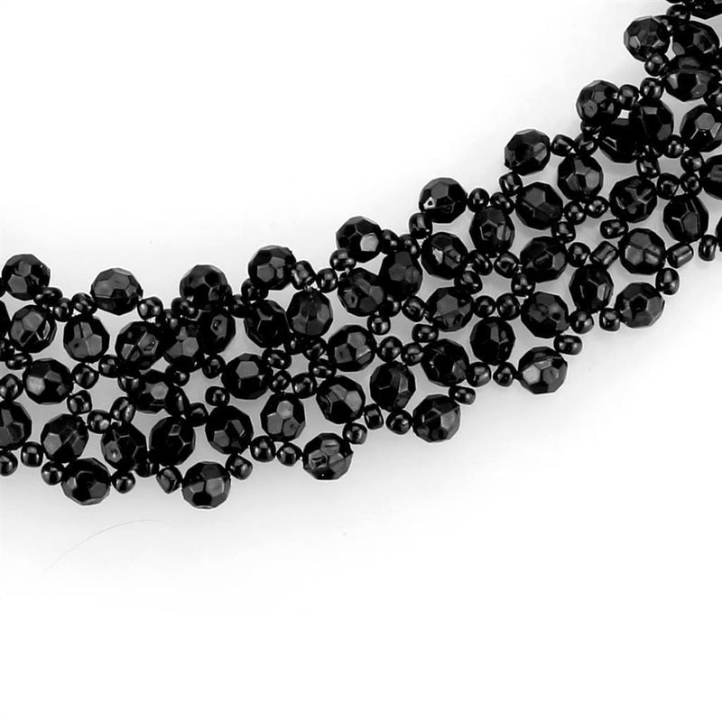 Silver Necklaces Necklace LO4720 Rhodium Stainless Steel Necklace with Synthetic in Jet Alamode Fashion Jewelry Outlet