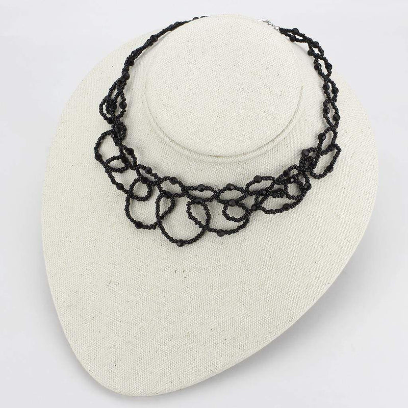 Necklace LO4721 Rhodium Brass Necklace with Synthetic in Jet