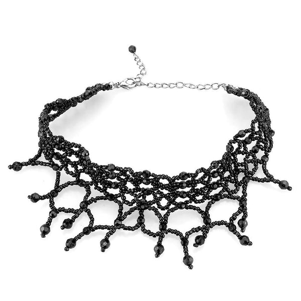 Necklace LO4722 Rhodium Brass Necklace with Synthetic in Jet