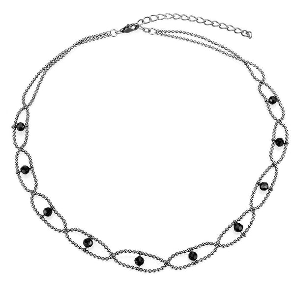Necklace LO4723 Ruthenium White Metal Necklace with Synthetic in Jet
