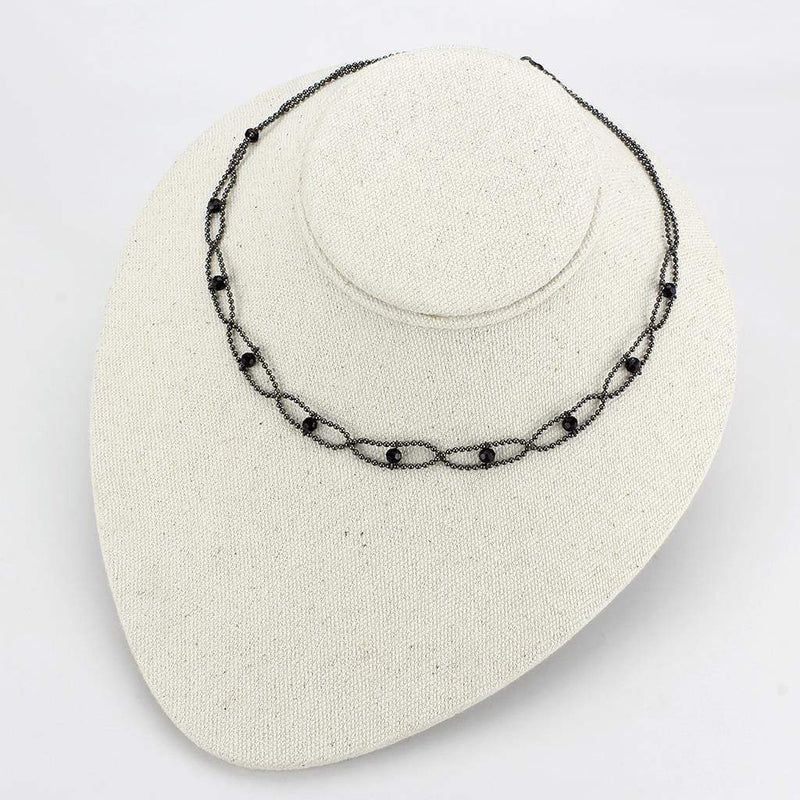 Necklace LO4723 Ruthenium White Metal Necklace with Synthetic in Jet