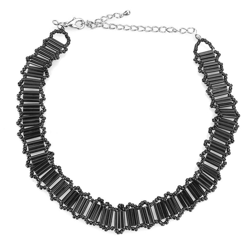 Necklace LO4724 Rhodium White Metal Necklace with Synthetic in Jet