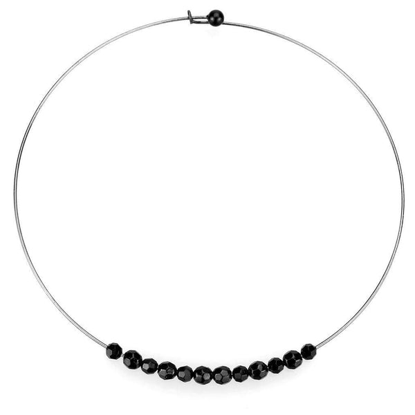 Silver Necklaces Necklace LO4725 Ruthenium White Metal Necklace with Synthetic in Jet Alamode Fashion Jewelry Outlet