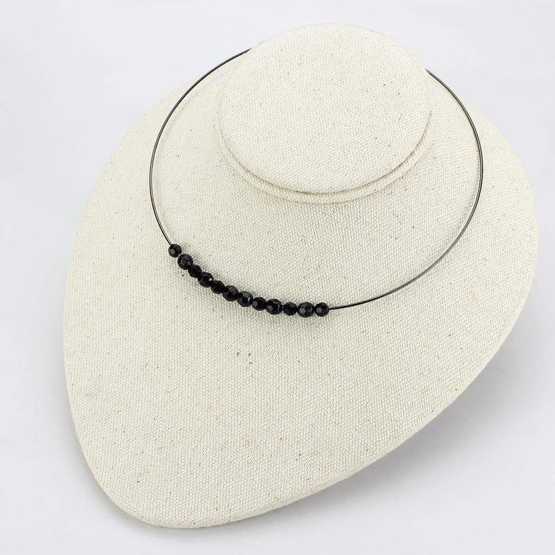 Silver Necklaces Necklace LO4725 Ruthenium White Metal Necklace with Synthetic in Jet Alamode Fashion Jewelry Outlet