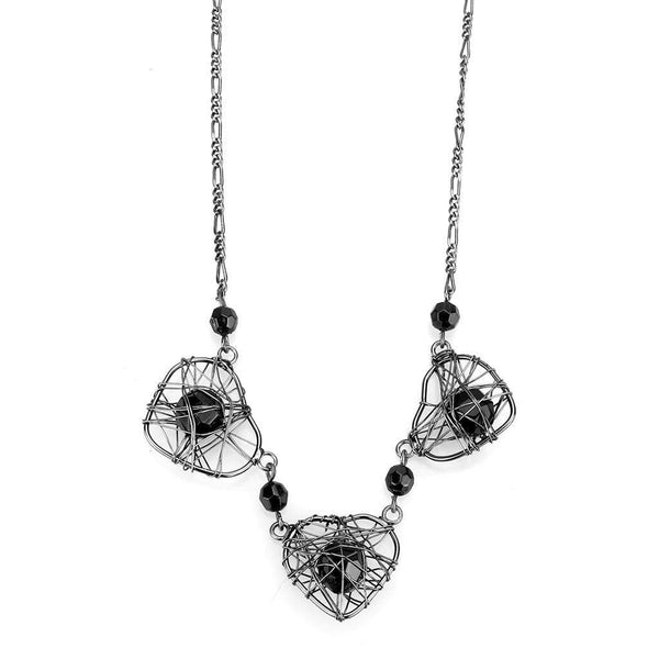 Necklace LO4728 Ruthenium White Metal Necklace with Synthetic in Jet