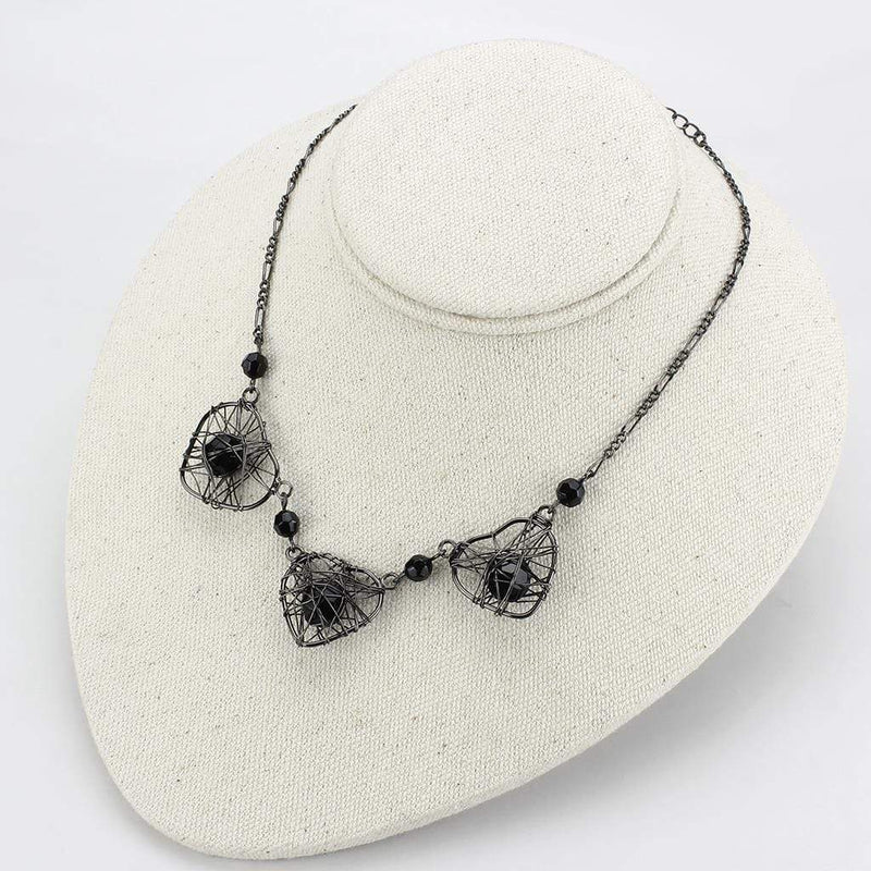 Necklace LO4728 Ruthenium White Metal Necklace with Synthetic in Jet