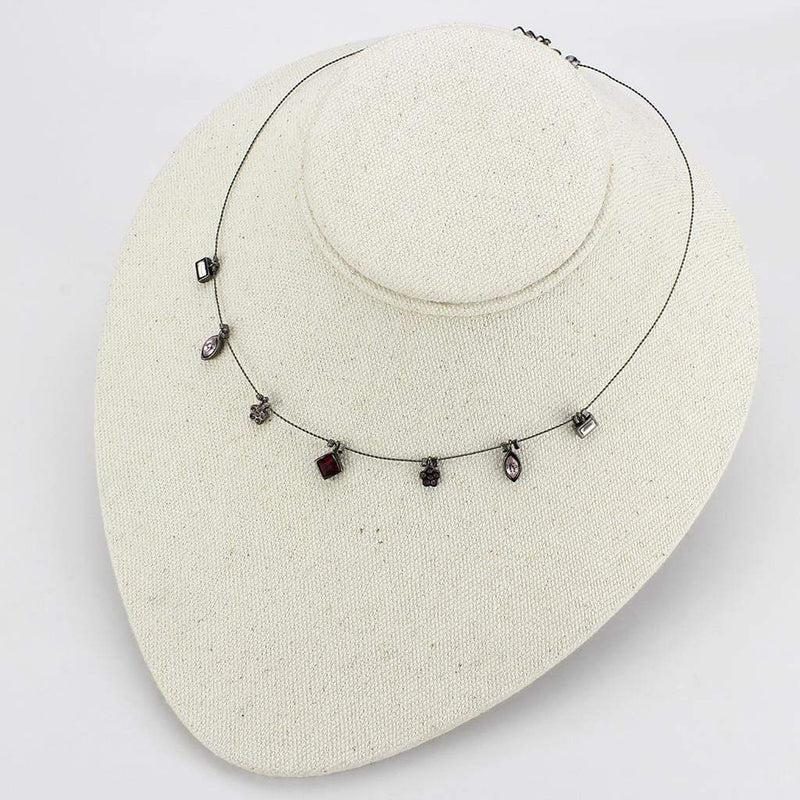 Necklace LO4729 Ruthenium White Metal Necklace with Top Grade Crystal