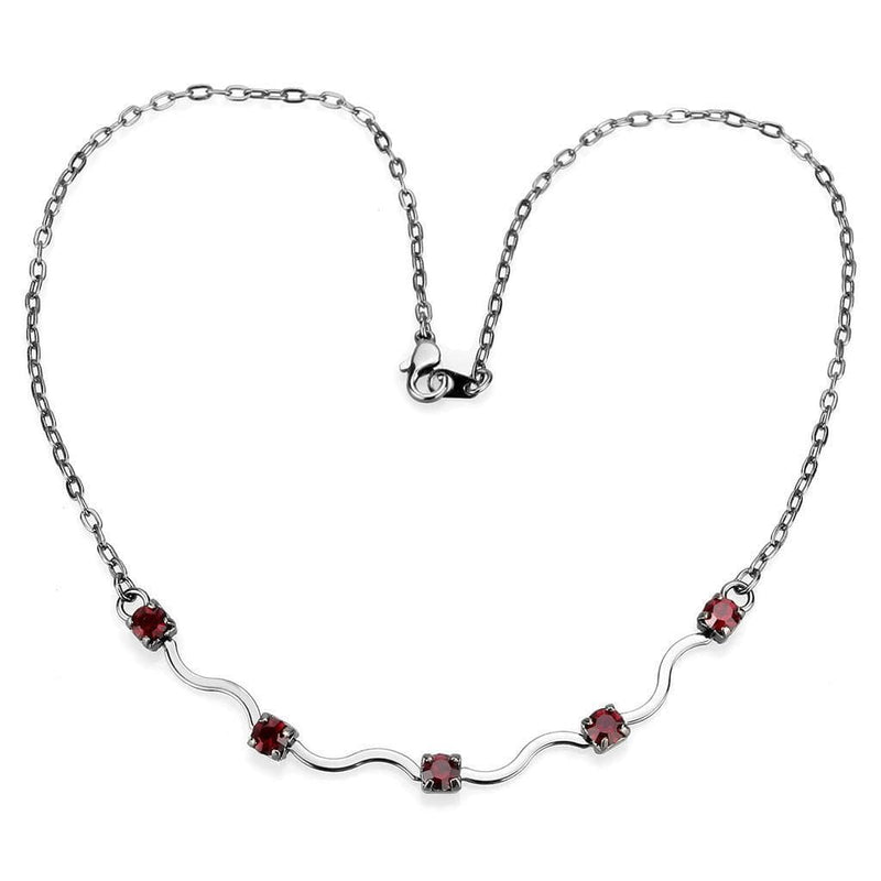 Necklace LO4730 Ruthenium White Metal Necklace with AAA Grade CZ in Siam